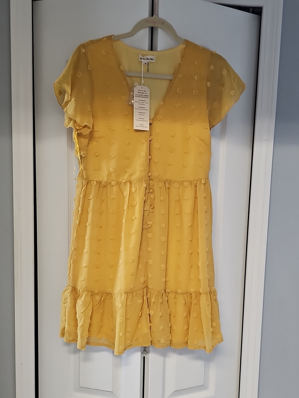 Women's Yellow Ruffle Short Sleeve Dress
